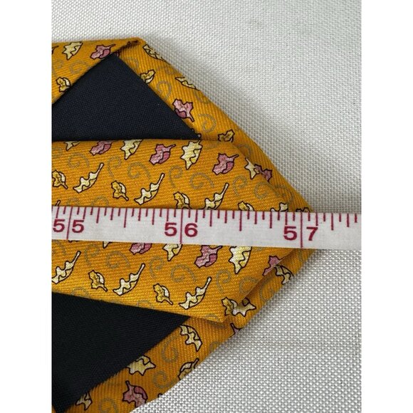 Vineyard Vines NWT Golden Yellow Pink Shells Coastal Preppy Neck Tie Silk Ocean - Picture 7 of 9